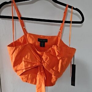 House of Harlow 1960 Orange Tie-Front Crop Camisole
